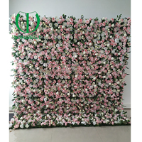 Panel latar belakang bunga dinding kain buatan 3D 5D mawar hydrangea grosir untuk dekorasi pesta pernikahan, photo booth, dan taman
