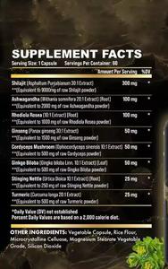 Fabriek Custom Private Label Hot Sale Shilajit Capsules Pure Himalayan Met Ashwagandha Panax Ginseng Energy Booster 60 Counts - Product Image 2
