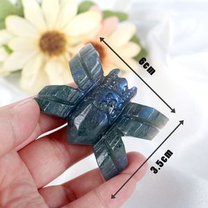 หินลาบราดอไรต์ธรรมชาติแกะสลักรูปแมงมุมสำหรับงานฝีมือตกแต่ง - Product Image 2