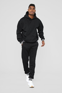 Mens Hoodie Set Loose Long Sleeve <strong>Pullover</strong> Pure Color Casual Pants Set 2-Piece Fashion Hoodie Men New - Product Image 2