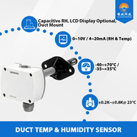 Sensor Suhu & Kelembapan Saluran Dual Signal 0~10V 4~20mA 0.8K Duct Mount AC 24V DC 13.5~35V OEM IP65 Layar LCD untuk Sistem Udara Segar
