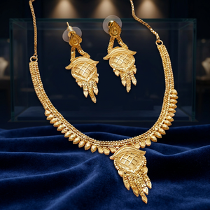 ชุดเครื่องประดับแฟชั่นดีไซน์ดั้งเดิมขายส่ง ชุบทอง 14K 18K 24K สร้อยคอทองเหลืองแบบกล่อง ชุบทองแบบฟิลล์ สร้อยคอสั้น - Product Image 1