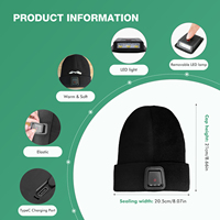 Gorro de Punto LED Recargable Personalizado para Deportes al Aire Libre, Linterna Manos Libres para Correr en Invierno, Gorro LED Unisex