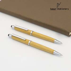 Stylo bille et stylet en bambou 2-en-1 élégant, écologique, personnalisable avec logo, vente en gros - Product Image 2