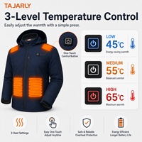 Chaqueta Térmica TAJARLY de 7.4V para Hombre, 5 Zonas de Calentamiento y Control de Temperatura de 3 Niveles, Chaqueta Eléctrica con Batería de 15000mAh