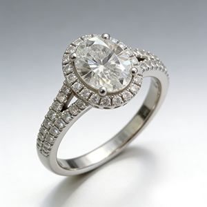 Anillo de Compromiso con Diamante Cultivado en Laboratorio, Corte Brillante, Oro Blanco de 14K, Halo Clásico de Lujo para Mujer, Certificado IGI, Color Blanco E - Product Image 2