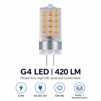 Ampoule LED AC/DC 12V 3.9W 420LM Ra>80 à courant constant sans scintillement 30 LED 2835 Culot G4 Température de couleur multiple pour usage hôtelier