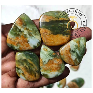 Lot en gros de cabochons de rhylite 100 % naturels, pierres précieuses vertes lisses, gemmes de guérison, pierres précieuses en vrac de haute qualité, formes mélangées, rhylite - Product Image 1