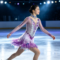 Costume de patinage artistique à franges dégradé violet et blanc, col montant, dos ouvert, strass, manches longues, pour adultes et enfants, compétition de danse sur glace