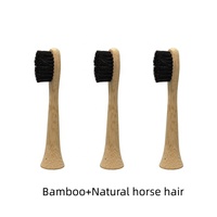 Brosse à dents électrique en bambou rechargeable et écologique, IPX7, ultrasonique, avec têtes recyclables en poils de sanglier et de cheval