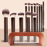 Ensemble de 13 pinceaux de maquillage en nylon avec pochette de rangement, pinceaux pour poudre libre, blush et fard à paupières