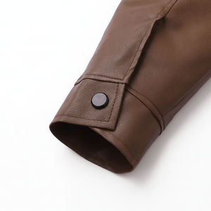 Nouveauté Veste Slim Fit en PU à col montant pour hommes avec fermeture à glissière diagonale Veste en cuir à la mode en toile pour motocyclistes - Product Image 1