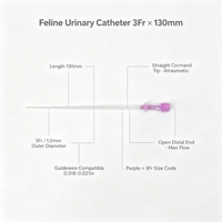 Cathéter urinaire félin stérilisé EO avec stylet pour drainage urinaire