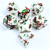 Dadu Polihedral Resin Padat Tepi Tajam 7 Buah 28g Motif Bunga Plum Cina Set Dadu RPG DND untuk Permainan Papan Roleplaying