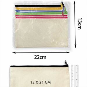 Sac de toilette, trousse de maquillage et pochette à crayons en toile de coton unie, personnalisable avec logo, vente en gros - Product Image 2