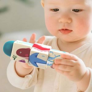 Baby First Gift Cute Toy Matching Pattern Rotating Spin Twist Blocks Eco-Friendly Wooden Animal <b>Puzzle</b> - Product Image 4