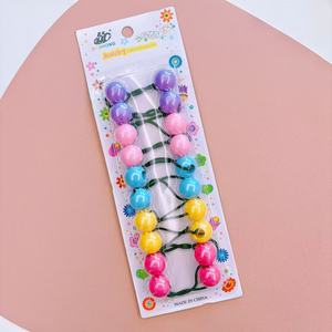 10ps/kart siyah kız şekillendirici aksesuarları at kuyruğu saç topları Bobbles çocuklar iki kez büyük 20mm boncuk elastik top saç bağları - Product Image 5