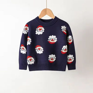 Pull pour garçons automne-hiver, design élégant avec motif Père Noël, chaud et tendance pour les fêtes - Product Image 3