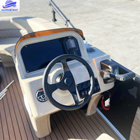 Bateau ponton en alliage d'aluminium Allhouse Sundeck de 23 pieds avec logo personnalisé, salon avant et auvent Bimini, télécommande, haute vitesse