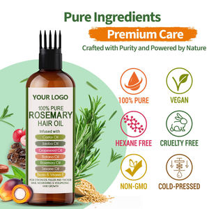 Huile de romarin 100% pure pour les cheveux - Huile capillaire à la romarin avec biotine, babata, jojoba et huile de ricin pour cheveux abîmés, hydrate le cuir chevelu - Product Image 4