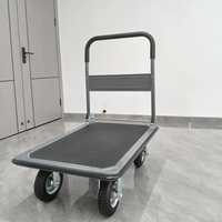 Carretilla de Mano con Neumáticos de 8 Pulgadas de Grosor, Plataforma Antideslizante Plegable para Uso en Supermercados