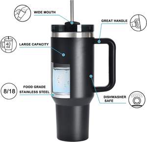 Vaso Térmico Personalizado de 40 oz al por Mayor, Taza de Viaje de Acero Inoxidable, Vaso Térmico para Café, Vaso al Vacío de 20oz, 30oz, 40oz con Asa y Logotipo - Product Image 3
