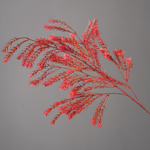 ดอกไม้ประดิษฐ์จากหญ้าไหม กิ่งเดี่ยว สีแดงสด สีส้ม สีเขียวอ่อน สำหรับตกแต่งงานแต่งงาน ธีมป่า จัดดอกไม้ - Product Image 3