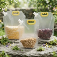 Pochette Doypack transparente à grande capacité avec bec verseur et poignée pour emballage de liquides, boissons et boissons végétales
