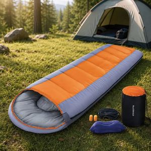 Outdoor Camping <b>Sleeping</b> Set <b>With</b> <b>Pillow</b> Eye Mask Earplugs, Lightweight Warm Envelope <b>Bag</b> for Travel Hiking - Product Image 3