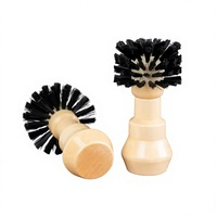 Brosse de nettoyage en plastique avec manche en bois massif pour portefiltre et panier à café, pour balayer les résidus de poudre de café