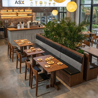 Canapé d'angle modulable en bois pour restaurant, mobilier commercial de gros, combinaison canapé et chaise pour salle à manger