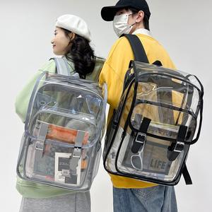 ForHigh Quality Trendy Large Size <b>Heavy</b>-<b>Duty</b> PVC Transparent Flap <b>Backpack</b> Casual Sports Bag - Product Image 1