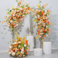 Ensemble floral artificiel champagne et orange pour arche de mariage, toile de fond, portail lunaire et décorations de scène pour événements