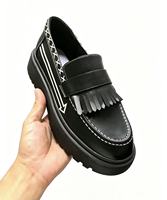 Chaussures d'hiver rétro personnalisées à lacets, plateforme épaisse, semelle extérieure en caoutchouc, semelle intermédiaire en EVA, tige en cuir fendu, doublure en peluche