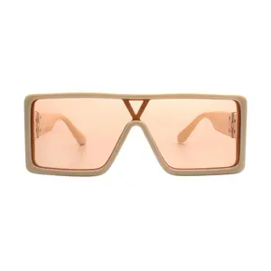 2024 Luxury Brand Designer Oversize 1 Piece Sunglasses Stylish Unisex Fancy Metal Accessory Sunglasses Customizing