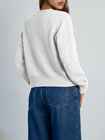 Chemisier/Blouse en maille gris clair pour femme, coupe courte, boutonné, manches longues, anti-boulochage, style vintage, fin, décontracté, idéal pour l'été et le bureau, parfait pour la superposition