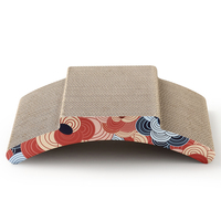 Lit grattoir incurvé de luxe pour chat en carton ondulé, coussin de grattage pour chat