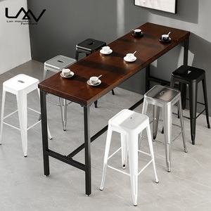 Modern tasarım endüstriyel Cafe Restaurant Bar tabure restoran yüksek ahşap Bar yüksekliği sandalyeler ve masalar - Product Image 3