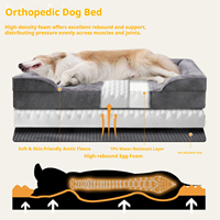 Lit orthopédique pour chien Jumbo, grandes races, extra large, housse amovible et lavable, rectangle solide, saison hivernale, polycoton, chaud, carton