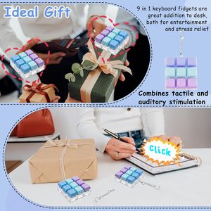 Llavero con teclado Fidget 9 en 1, juguete con botón de descompresión, alivio del estrés para niños de 8 a 13 años, plástico unisex - Product Image 5