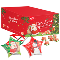 Bonbons Amos aux saveurs fraise et pomme, bonbons gélifiés étoiles acidulés pour les fêtes de Noël