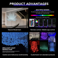 Lustre LED suspendu de luxe en forme de lotus, avec fibre optique PMMA, télécommande, pour projet de décoration personnalisée