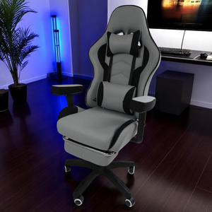 Chaise de <span class=keywords><strong>jeu</strong></span> de course de style premium Pro Series OEM Racing <span class=keywords><strong>Pc</strong></span> Stuhl, chaise de bureau pivotante inclinable multi-positions à dossier haut, grise - Product Image 5
