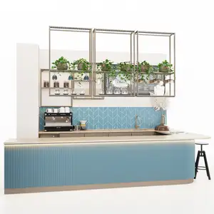 Winkelcentrum Eetkraam Showcase Melk Thee Modulaire Kiosk Modern Bar Drankjes Bubble Thee Teller Ontwerp