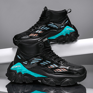 Men's High <b>Top</b> Lace-Up Basketball Sneakers Breathable PU Mesh Upper Cushioned <b>PVC</b> Sole All-Season Fitness Daily Walking Shoes - Product Image 2