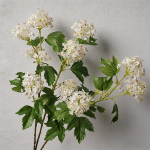 Fleurs artificielles en gros à 5 têtes, type voile de mariée, Spirea, boule de neige, petites hortensias blancs pour décorations de mariage - Product Image 1