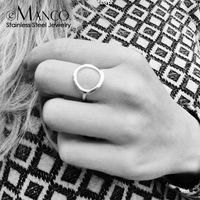 Bague EMANCO en acier inoxydable couleur argent, motif cercle géométrique classique, pour femme, idéale pour le quotidien, les rendez-vous, bijou délicat pour mariage