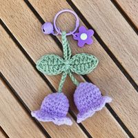 Crochet Muguet Fleur Artificielle Porte-clés Fait À La Main Amigurumi Tricot Crochet Bouffée Fleurs Bellflowers Bluebells Charme