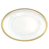 Assiettes de présentation 13 pouces en plastique transparent avec bord doré, argent et or rose, vente en gros d'usine, pour mariages et fêtes