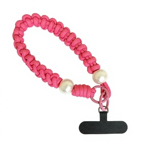 Correa de muñeca antipérdida de poliéster con cuentas de estrellas de colores, tipo bandolera, para teléfono, llavero, bolso, cuerda tejida y colgante corto - Product Image 2